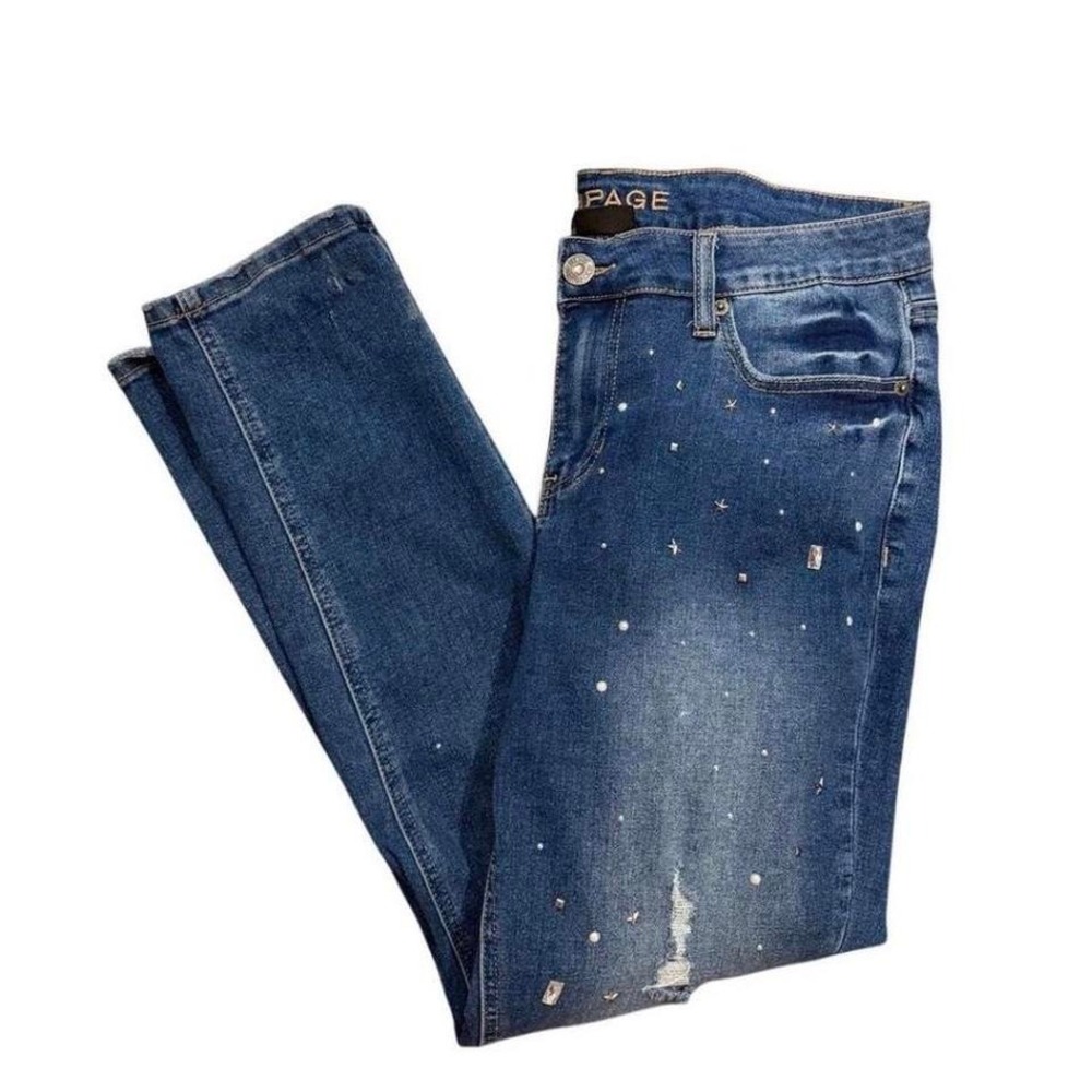 Rampage Chloe Curvy Skinny Jeans 14R‎ Studded Distressed Denim